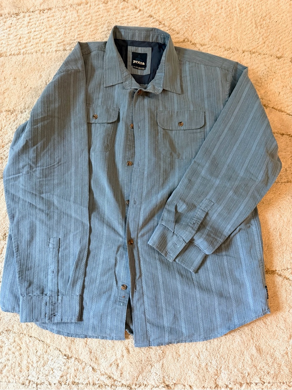 prAna Men's Long-Sleeve Button-Up Shirt - Slate Blue